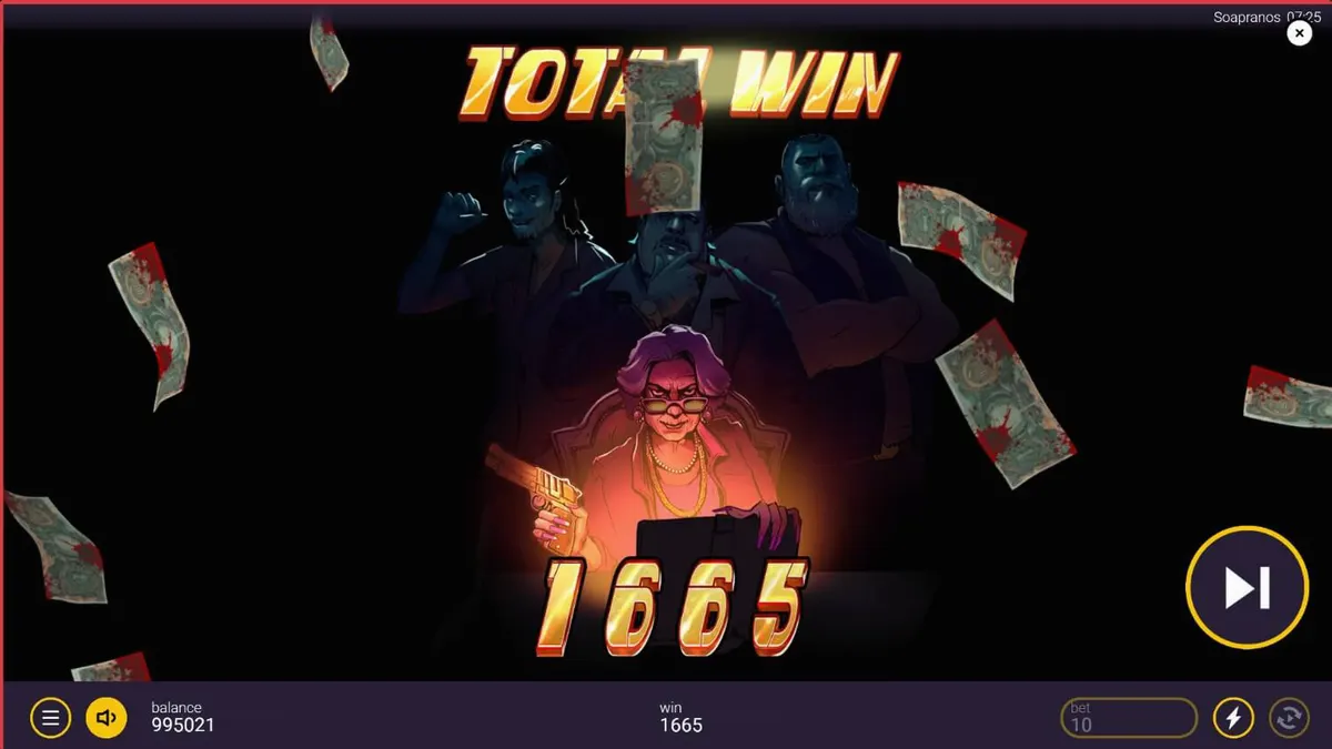 Interface do slot The Soapranos com elementos de lavanderia e temática mafiosa